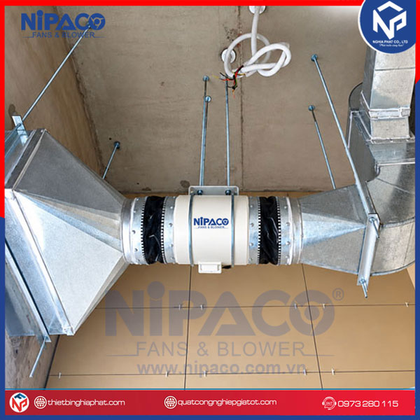 Quạt thông gió nối ống Nipaco HF-250 Lắp đặt Quạt thông gió nối ống Nipaco HF-250