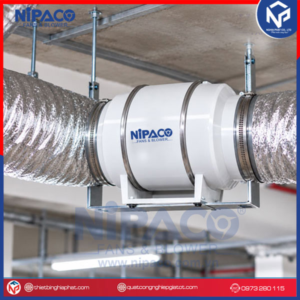 Quạt thông gió nối ống Nipaco HF-100 Kích thước Quạt thông gió nối ống Nipaco HF-100