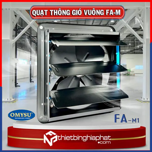 Quạt thông gió vuông Omysu FA-40M1 có chớp Quạt thông gió vuông đen OMYSU FA-M có chớp