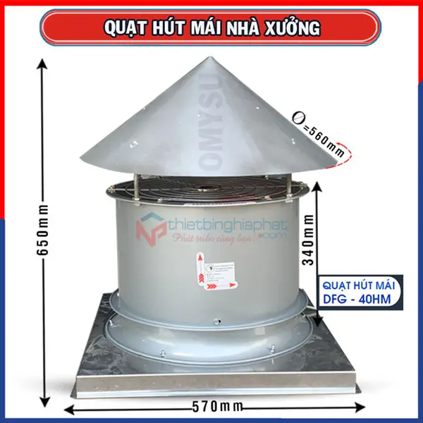 Quạt hút mái nhà xưởng OMYSU DFG-40HM Quạt hút mái nhà xưởng OMYSU DFG-40HM