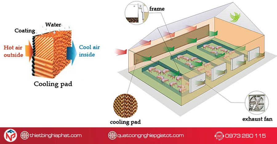 Tấm giấy làm mát Cooling Pad chống rêu 1.5m Ứng dụng tấm giấy Cooling Pad trong thông gió - làm mát