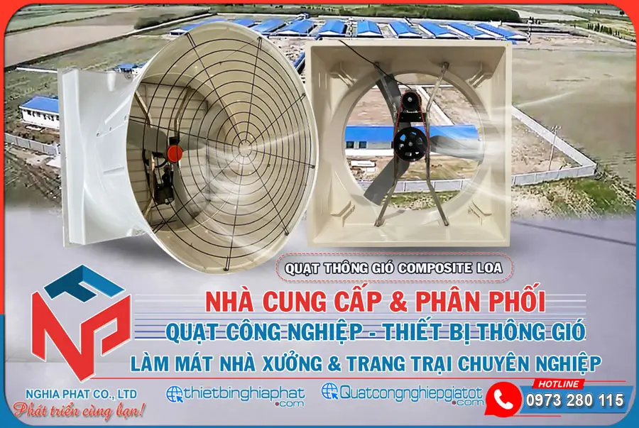 Quạt thông gió composite 3 cánh nhôm đúc BMF-1060 Nghĩa Phát phân phối Quạt composite loa 3 cánh nhôm đúc chuyên nghiệp