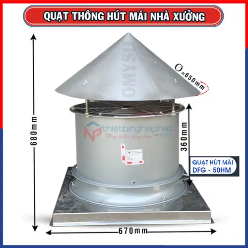 Quạt hút mái nhà xưởng OMYSU DFG-50HM Quạt hút mái nhà xưởng OMYSU DFG-50HM D500mm