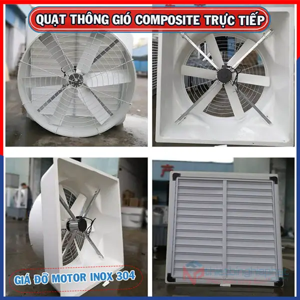 Quạt thông gió Composite trực tiếp BMF-1260 1260x1260 Khung giá đỡ motor quạt composite bằng INOX 304