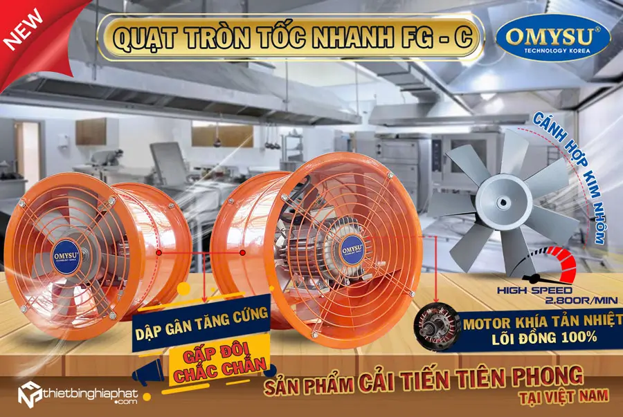 Quạt thông gió tròn tốc nhanh FG-25C-5 Quạt thông gió tròn tốc nhanh dập gân tăng cứng