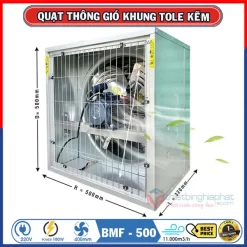 Quạt thông gió vuông OMYSU BMF-500 500x500mm Quạt thông gió vuông OMYSU BMF-500 500x500x320mm