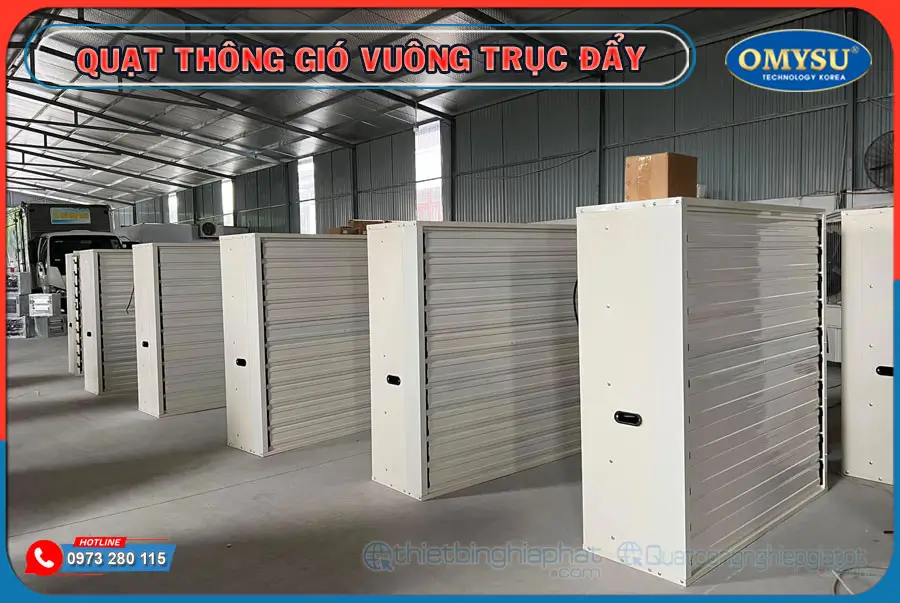 Quạt thông gió vuông trục đẩy 1380x1380 BMF-1380 SX và Phân phối Quạt thông gió trục đẩy OMYSU 1380x1380 sơn tĩnh điện