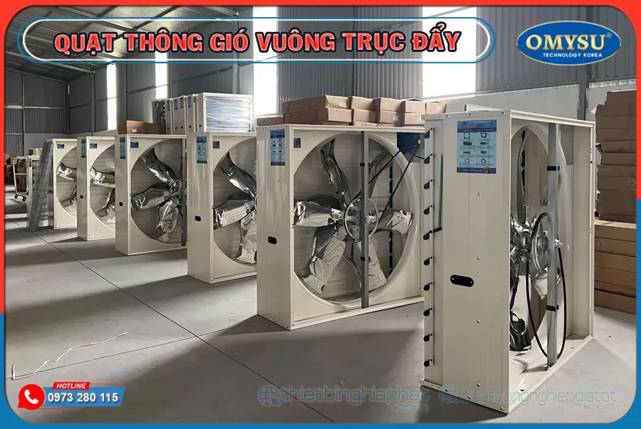 Quạt thông gió vuông trục đẩy 1380x1380 BMF-1380 SX và Phân phối Quạt thông gió trục đẩy OMYSU 1380x1380 sơn tĩnh điện