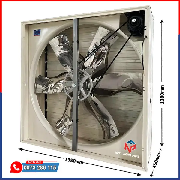 Quạt thông gió vuông trục đẩy 1380x1380 BMF-1380 Kích thước quạt thông gió vuông trục đẩy 1380x1380x450mm