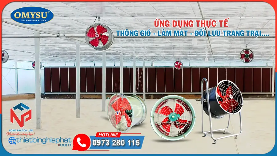 Quạt hướng trục công nghiệp DFG-35 Ứng dụng thực tế Quạt thông gió DFG OMYSU
