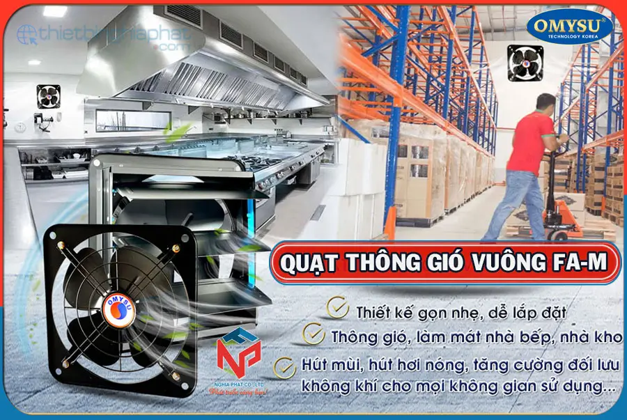 Quạt thông gió vuông Omysu FA-35M2 Ứng dụng quạt thông gió vuông OMYSU FA-M