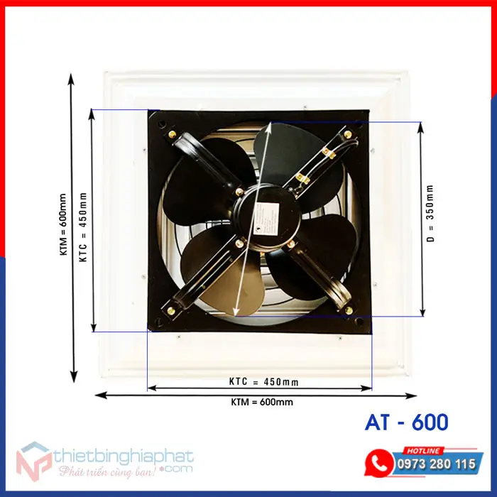 Quạt hút âm trần không ống AT-600 Quạt hút âm trần không ống AT-600