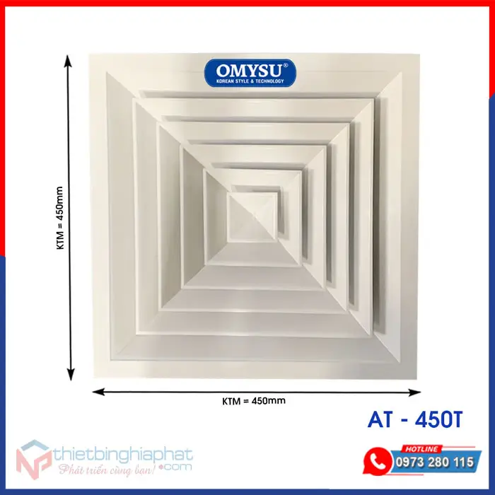 Quạt hút âm trần công nghiệp nối ống AT-450T Quạt hút âm trần nối ống AT-450 450x450mm