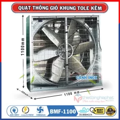 Quạt thông gió vuông tole kẽm 1100x1100 BMF-1100 Quạt thông gió vuông tole kẽm 1100x1100 BMF-1100 35.000 m3/h