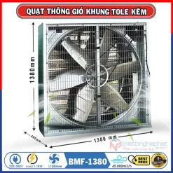 Quạt thông gió vuông tole kẽm 1380x1380 BMF-1380 Quạt thông gió vuông tole kẽm 1380x1380 BMF-1380 lưu lượng gió 45.000 m3/h