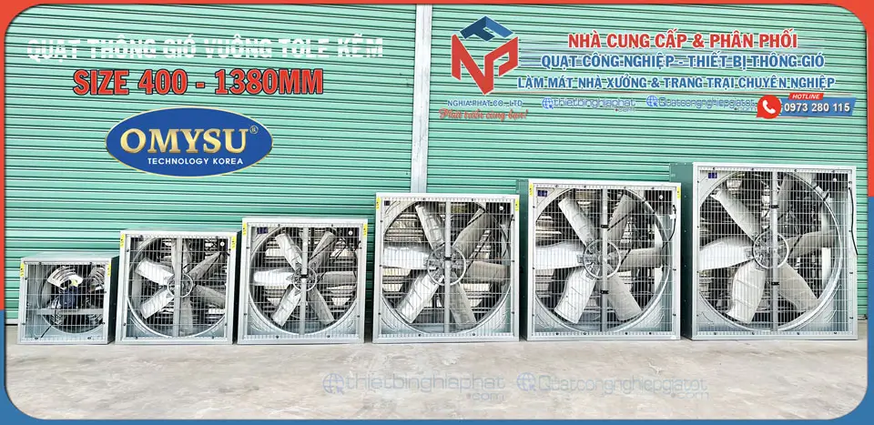 Quạt thông gió vuông tole kẽm 1000x1000 BMF-1000 Quạt thông gió vuông OMYSU BMF đủ các size từ 400 đến 1380mm
