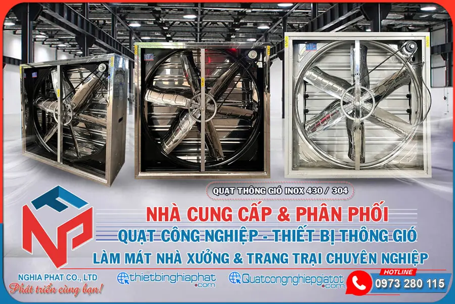 Quạt thông gió vuông INOX 304 BMF-1100 1100x1100mm Nghĩa Phát phân phối Quạt thông gió vuông INOX 430/304 giá tốt