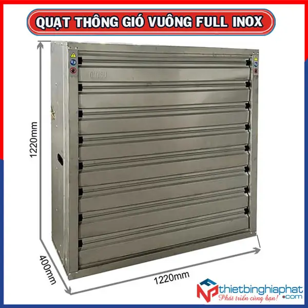 Quạt thông gió vuông INOX toàn phần 304 BMF-1220 1220x1220mm Quạt thông gió vuông INOX 304 toàn phần BMF-1220