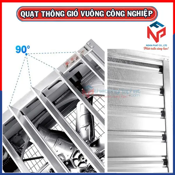 Quạt thông gió vuông INOX 304 BMF-1100 1100x1100mm Quạt thông gió vuông với cửa chớp tự động thông minh