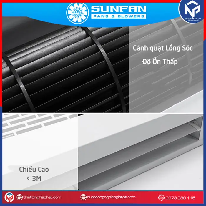 Quạt cắt gió Sunfan FM1220A-K/Y 2m Quạt cắt gió Sunfan độ ồn thấp