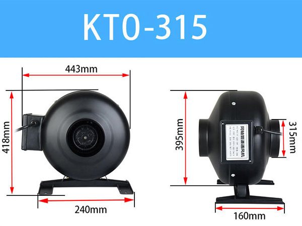 Quạt hút nối ống phi 315 Thông số Quạt hút nối ống Sunfan KTO-315