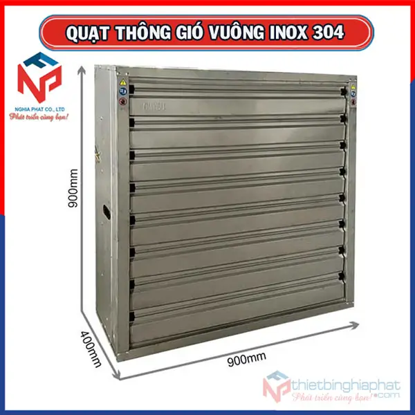 Quạt thông gió vuông INOX 304 BMF-900 900x900mm Quạt thông gió vuông INOX 304 900x900x400mm