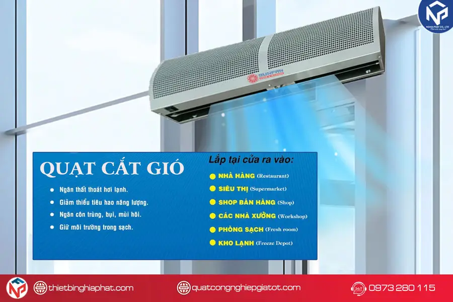 Quạt cắt gió Inox Sunfan FM-1218B-K/Y Ứng dụng của Quạt cắt gió