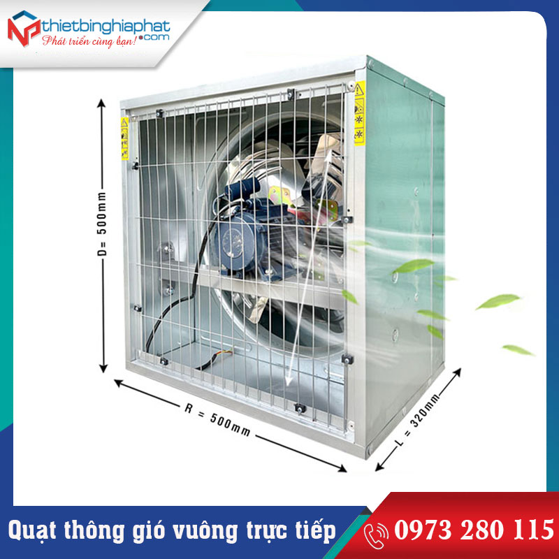 Quạt thông gió vuông 500x500mm Quạt thông gió vuông 500×500x320mm