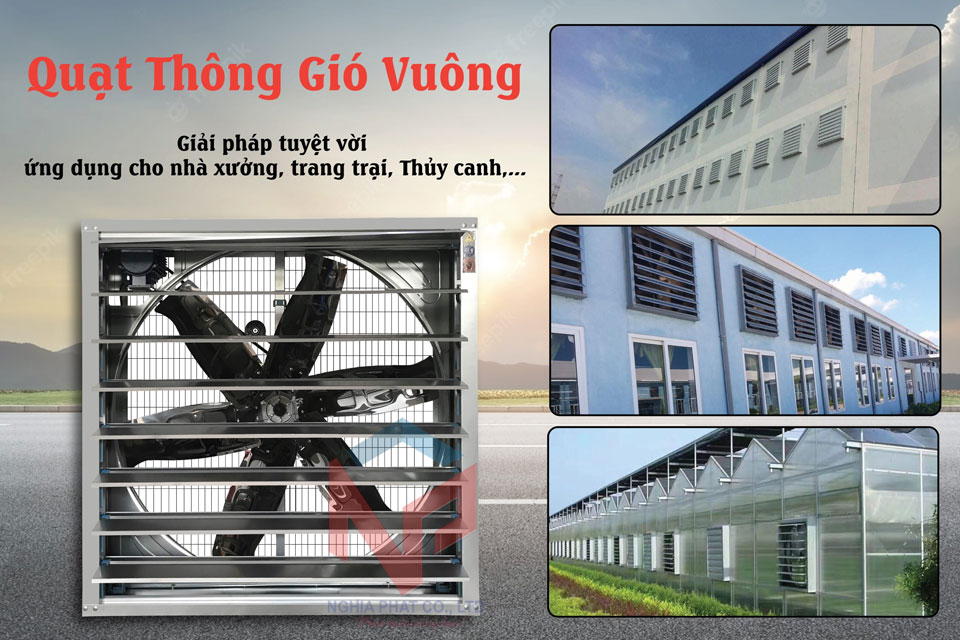 Quạt thông gió vuông 1000x1000mm Quạt thông gió vuông công nghiệp