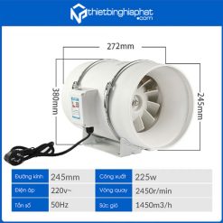 Quạt hút mùi nối ống Phi 250 chất lượng cao
