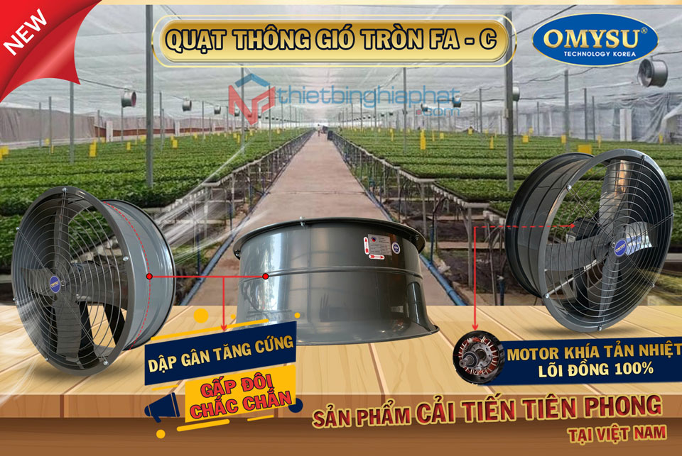 Quạt thông gió tròn OMYSU FA-50C1 Quạt thông gió tròn OMYSU lắp thông gió nhà kính