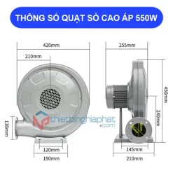 Quạt thổi con sò cao áp 550W Thông số kỹ thuật Quạt thổi con sò cao áp 550W