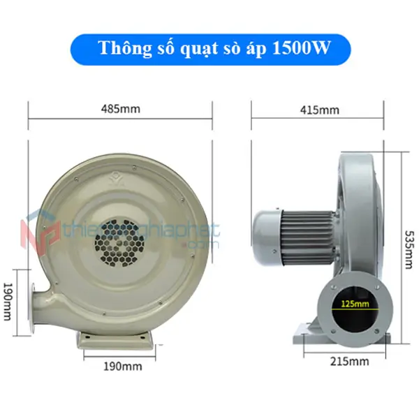 Quạt thổi khí con sò TZY-8020 1500W Thông số Quạt sò cao áp 1500W 220V