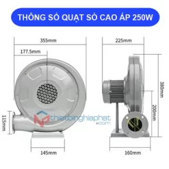 Quạt thổi con sò cao áp 250W Thông số kỹ thuật Quạt thổi con sò cao áp 250W