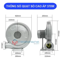 Quạt thổi con sò cao áp 370W Thông số kỹ thuật Quạt thổi con sò cao áp 370W