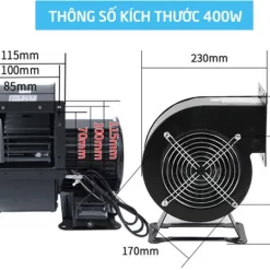 Quạt hút ly tâm mini 400W Thông số kích thước Quạt hút li tâm mini 400W