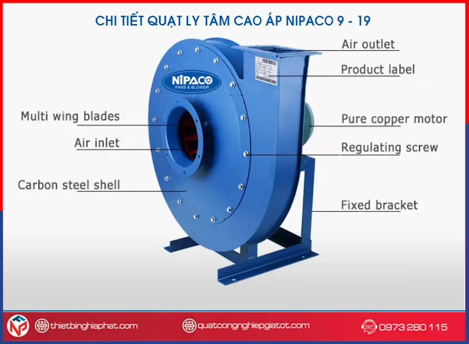 Quạt ly tâm cao áp 4KW 9-19-4.5A Chi tiết quạt ly tâm cao áp 9-19