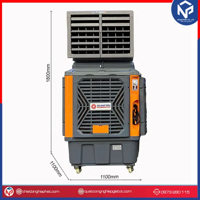 Máy làm mát công nghiệp Sunfan SF22Y 22000m3/h 1.5KW Máy làm mát công nghiệp Sunfan SF22Y 1.5KW 1800x1100x1100mm