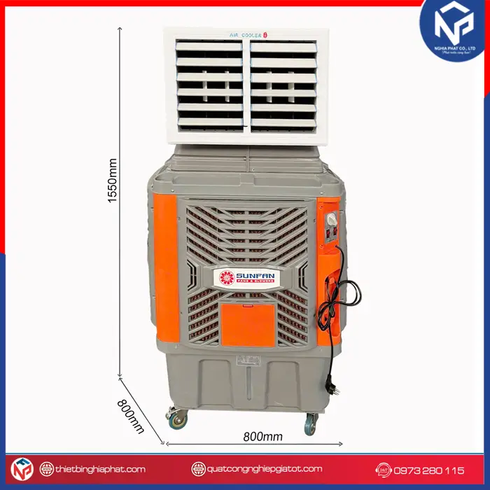 Máy làm mát công nghiệp Sunfan SF12Y 12.000m3/h 750W Máy làm mát công nghiệp Sunfan SF12Y 12.000 m3/h 750W 1550x800x800mm