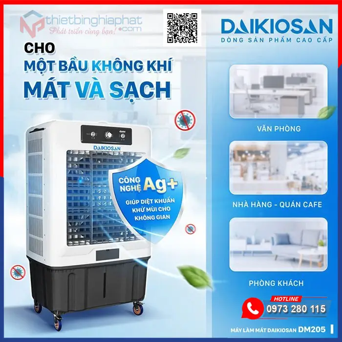Máy làm mát không khí Daikiosan DM205 Máy làm mát không khí Daikiosan DM205 công nghệ Ag+ làm mát sâu