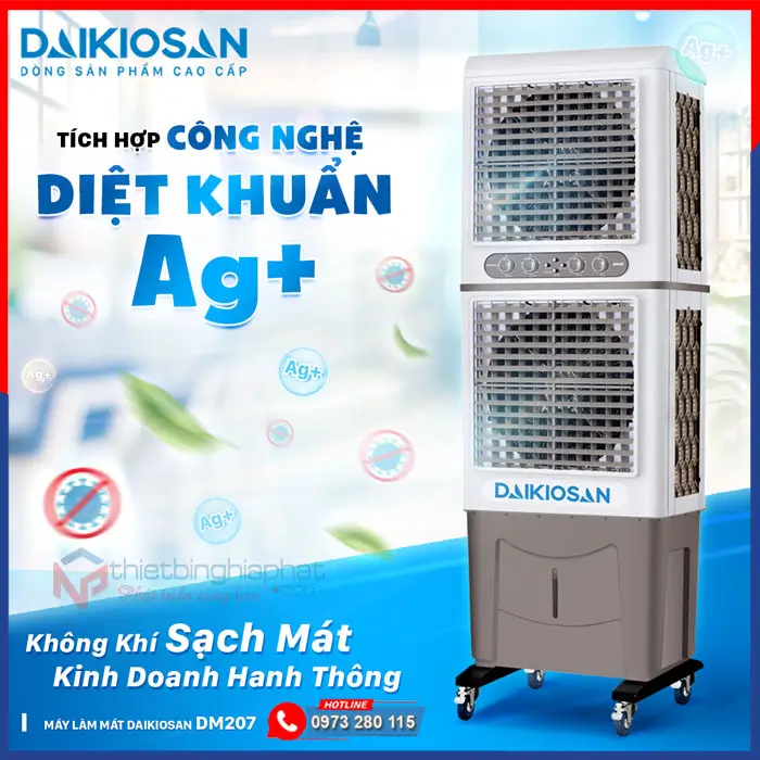 Máy làm mát Daikiosan DM207 2 tầng Bình nước mát làm mát Daikiosan DM207 khử khuẩn Ag+