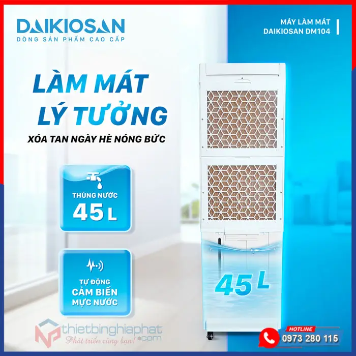 Máy làm mát Daikiosan DM104 Máy làm mát Daikiosan DM104 bình chứa nước 45L