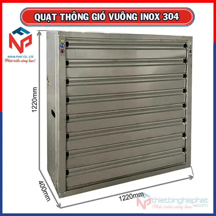 Quạt thông gió vuông INOX 304 BMF-1220 1220x1220mm Quạt thông gió vuông INOX 304 1220x1220x400mm