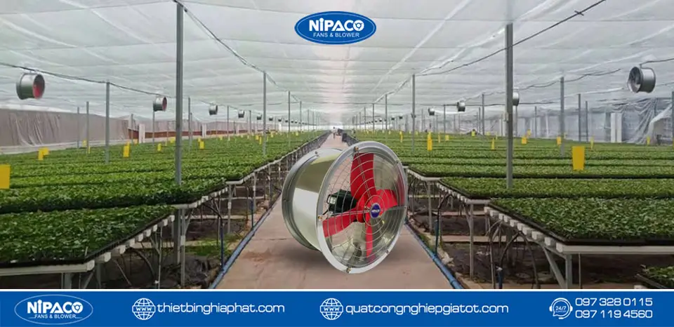 Quạt thông gió tròn Nipaco SF-6B D600 Quạt thông gió tròn Nipaco - thông gió nhà kính hiệu quả